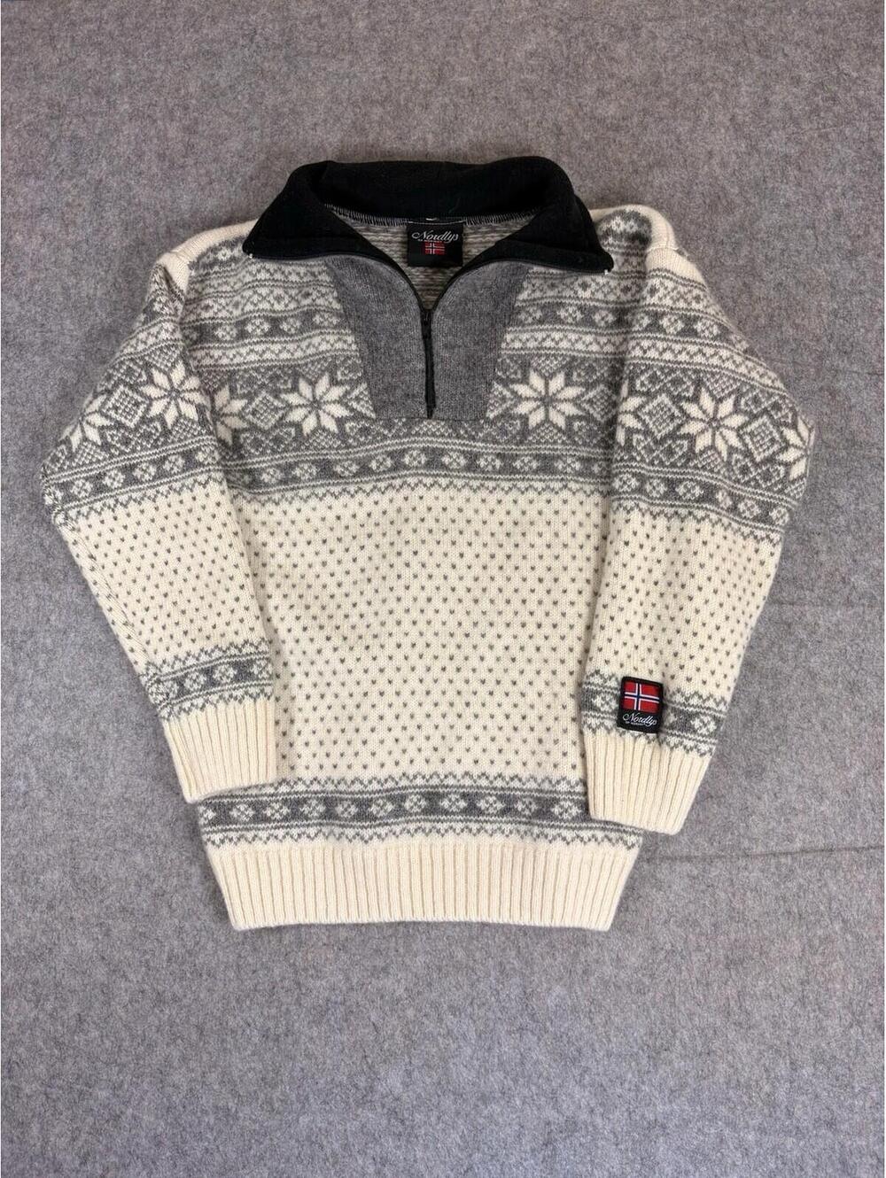 NORDLYS of Norway Nordic Fair Isle Wool 1/4 Zip Jacket Men Size XXS